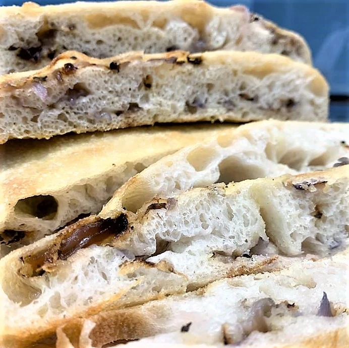 Open crumb structure of RomanSQ 96-hour fermented dough